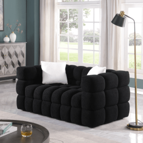 62.2length ,35.83 Deepth ,human Body Structure For USA People, Marshmallow Sofa,boucle Sofa ,BLACK Color, 2 Seater