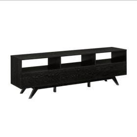 Modern Scandi 3-Door Low Profile TV Stand For TVs Up To 80 Inches Black