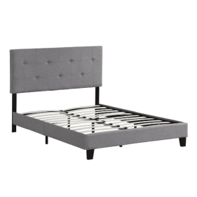 The Upholstered Platform Bed Frame Is Easy To Assemble And Is Grey