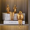 Abstract Golden Sculpture & lamp; Figurines for Interior Resin Figure Statue Modern Home Decor Desk Accessories Nordic Room Decoration